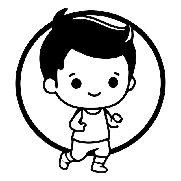 Running Boy Cute Cartoon Vector IllustrationAAA