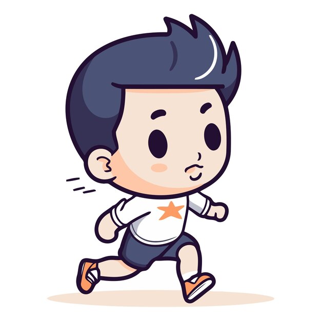 Running Boy Cute Cartoon Vector IllustrationAAA