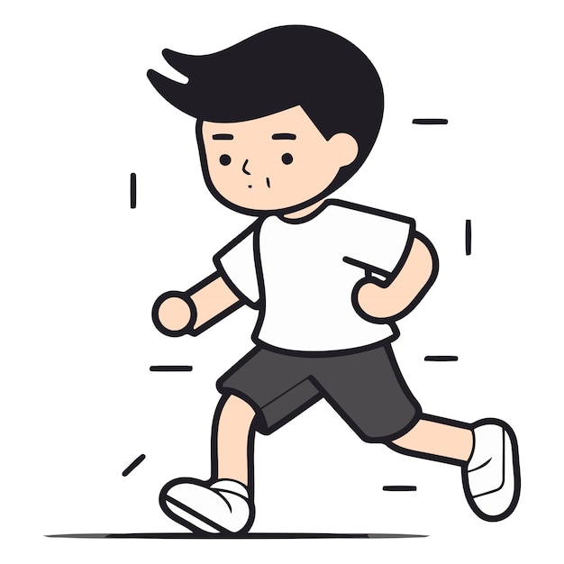 Vector running boy simple flat vector illustration isolated on a white background