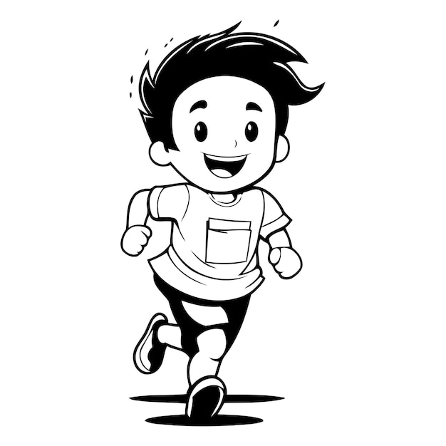 Vector running boy vector illustration isolated on white background cartoon style