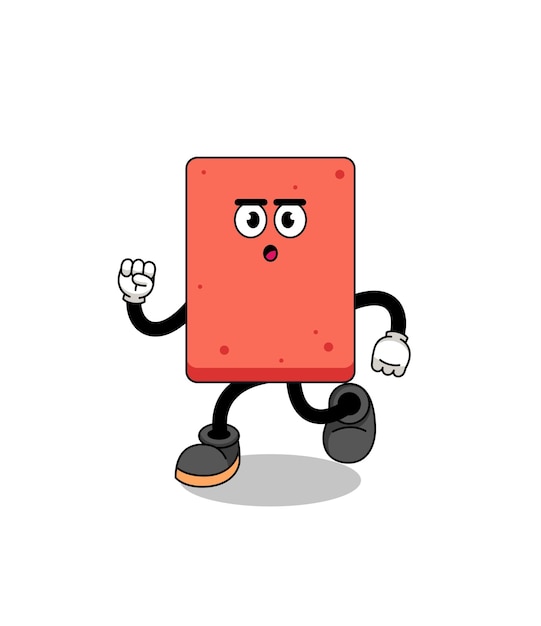 Vector running brick mascot illustration