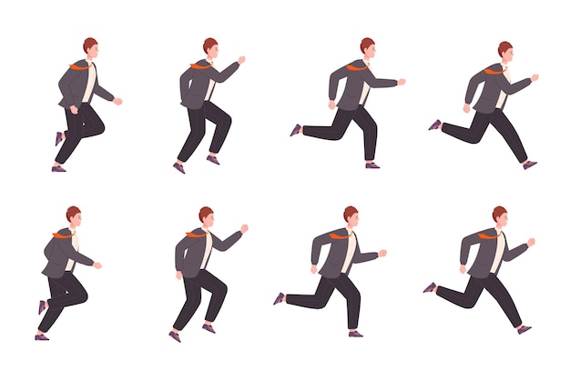 Premium Vector | Running businessman animation run business character sprite sheet loop sequence 2d runner in suit side view cycle movement of office manager Premium Vector | Running businessman animation run business character sprite sheet loop sequence 2d runner in suit side view cycle movement of office manager
