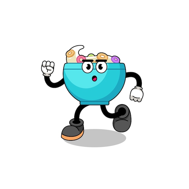 Running cereal bowl mascot illustration