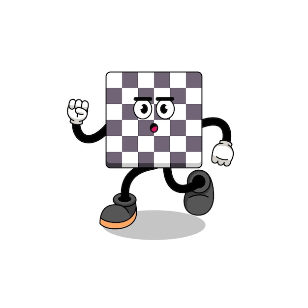 Running chessboard mascot illustration character design