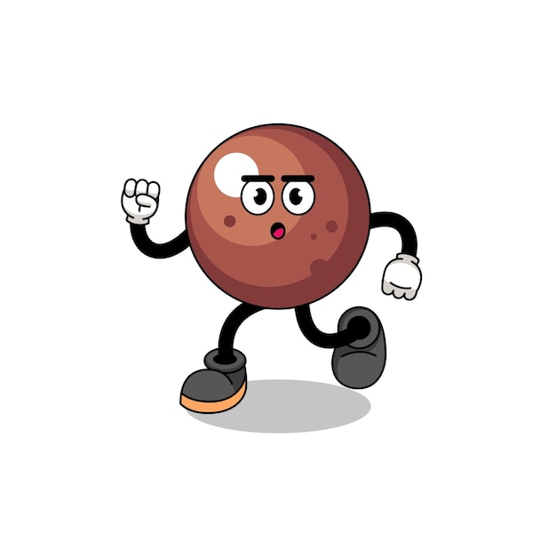 Running chocolate ball mascot illustration