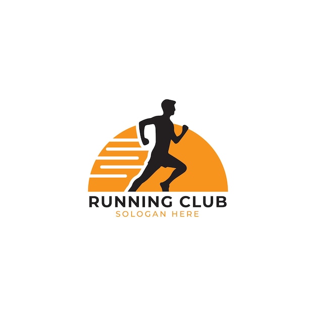 running club emblem logo design vector illustration