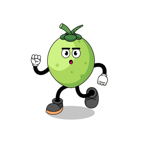 Running coconut mascot illustration