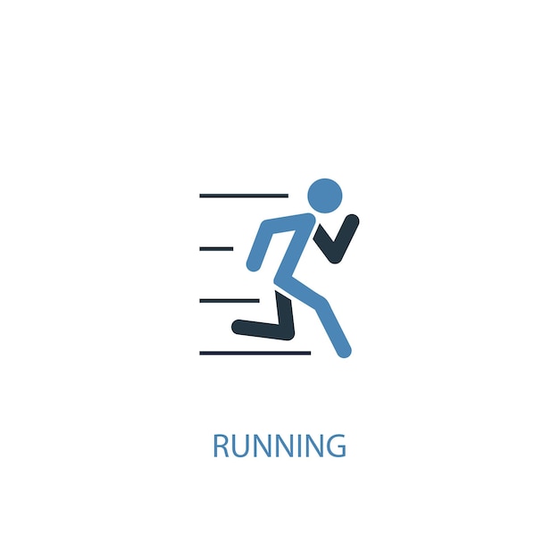 Running concept 2 colored icon. simple blue element illustration. running concept symbol design. can be used for web and mobile ui/ux