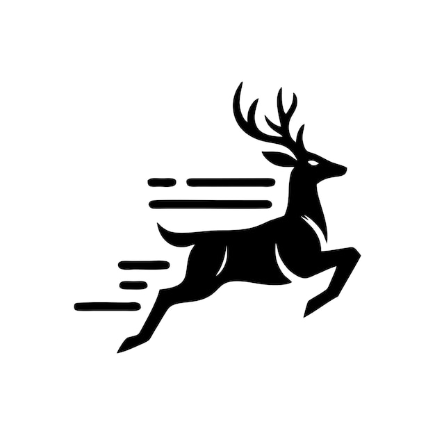 Running deer logo concept deer logo design template deer silhouette on a white backgrounds