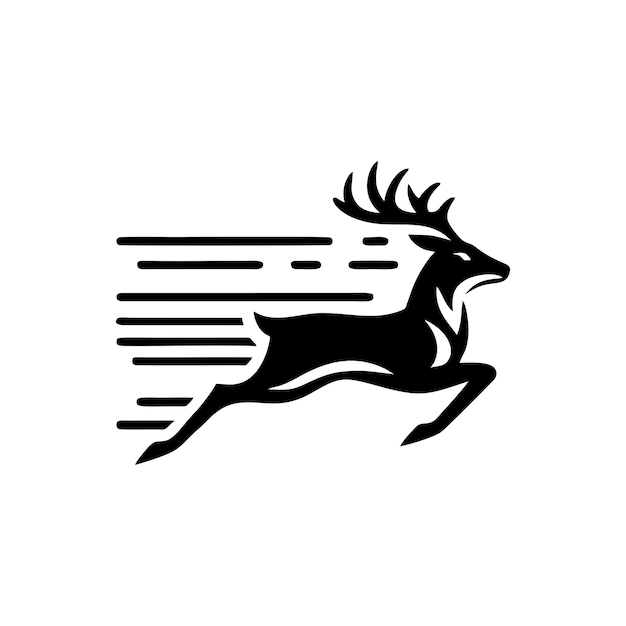 running deer logo concept Deer logo design template Deer silhouette on a white backgrounds