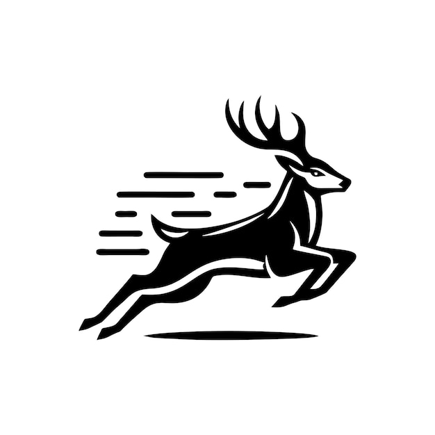 running deer logo concept Deer logo design template Deer silhouette on a white backgrounds