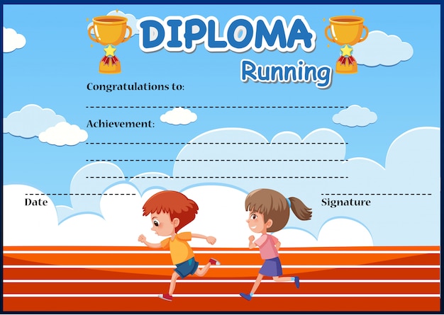 Running diploma certificate template