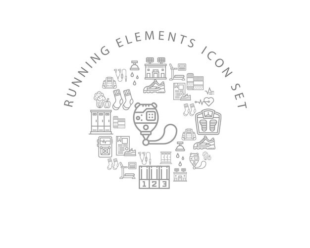 Running elements icon set design