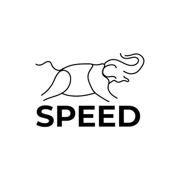 Running elephant line art logo ontwerp