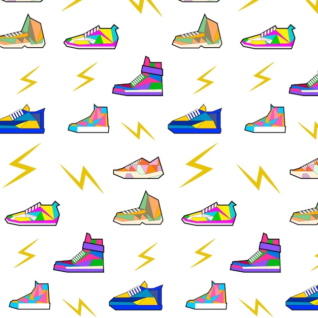 Running equipment seamless pattern sport shoes to run and jogging