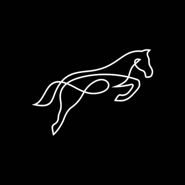 Vector running fast jump horse line art logo design inspiration