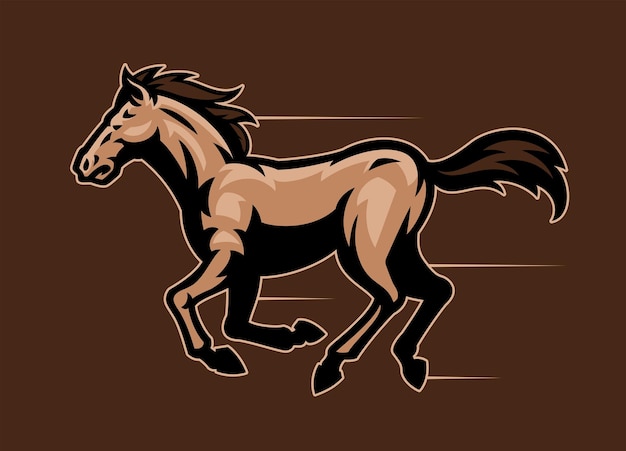 Running fast racing horse mascot logo