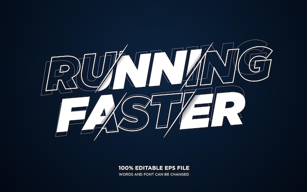 Vector running faster editable text style effect