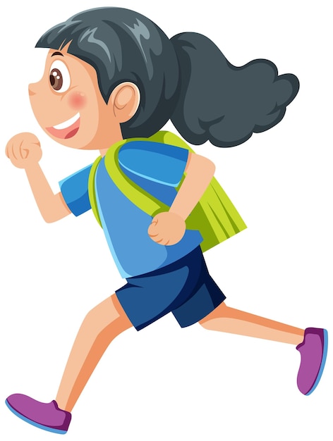Vector running girl cartoon character