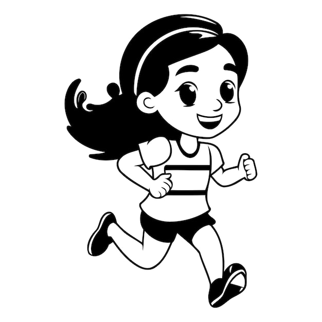 Vector running girl cartoon vector illustration isolated on white background