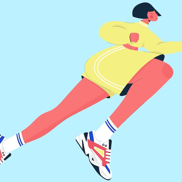 Premium Vector | Running girl in flat style