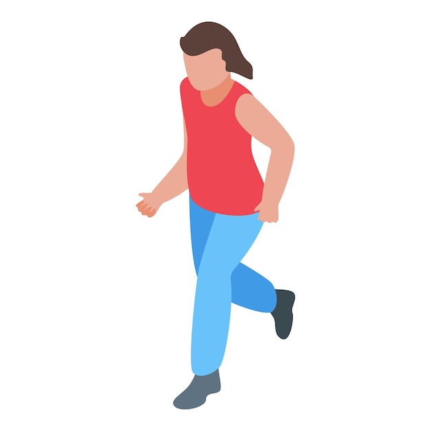 Vector running girl icon isometric vector woman sport exercise marathon