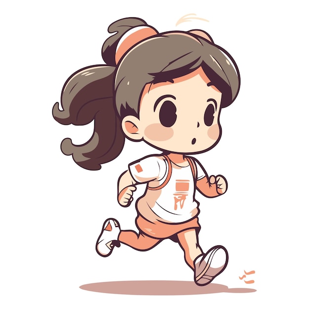 Running girl Isolated on a white background