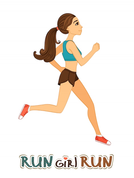 Vector running girl isolated