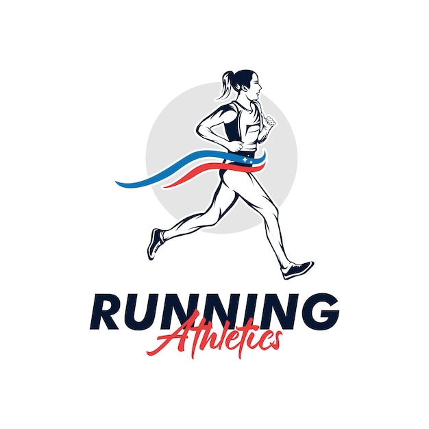 Running Girl Logo Vector Illustration