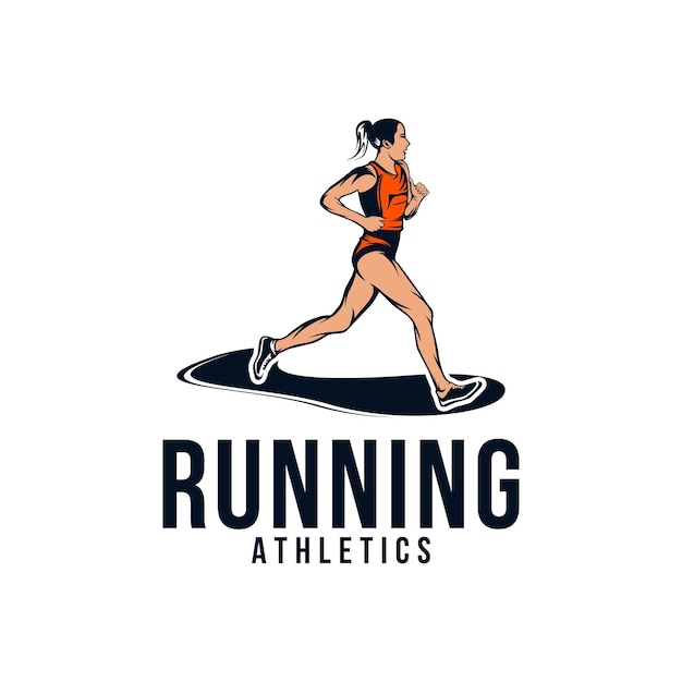 Vector running girl logo vector illustration