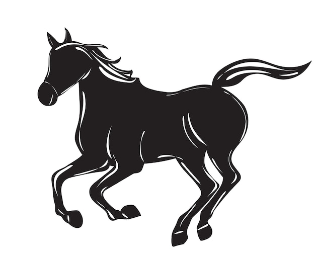 Running horse black silhouette isolated