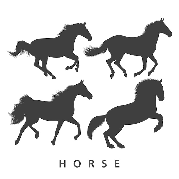 Черный силуэт бегущей лошади векторная иллюстрация eps10