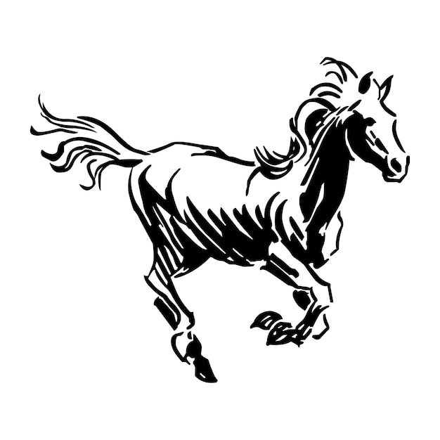 Vector running horse hand drawing 02