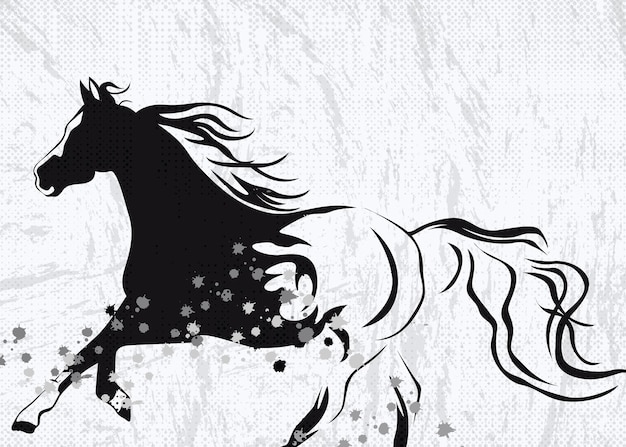 Vector running horse painting