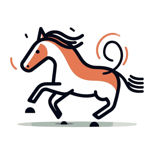 Vector running horse vector illustration in flat style isolated on white background