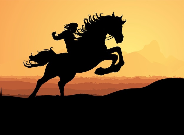 Vector running horses sillhouettes