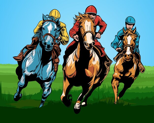 Vector running horses sillhouettes