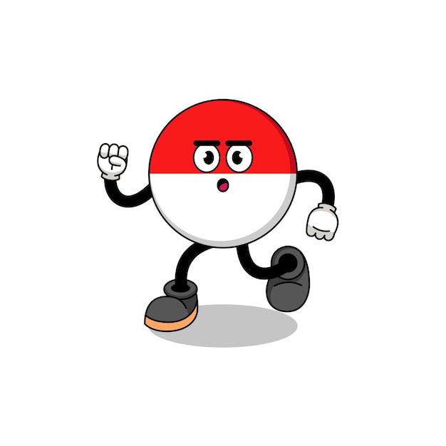 Running indonesia flag mascot illustration character design