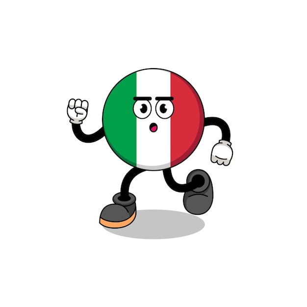 ランニングイタリア国旗マスコットイラストキャラクターデザイン