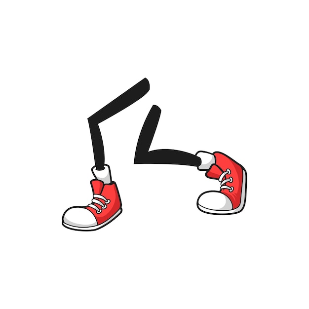 Running jogging comic sport shoe legs bent in knee