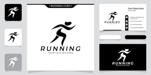 Running logo joggen en marathon logo sjabloonontwerp