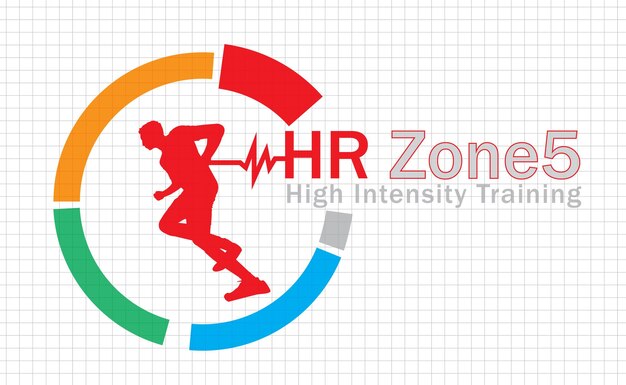 Running man graphic info of heartbeat electrocardiogram and running zonevector illustration