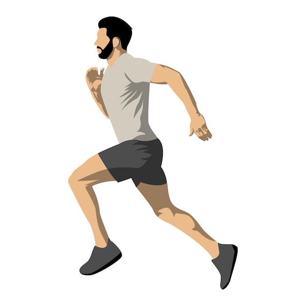 Иллюстрация бегущего человека. Активный фитнес. Тренировки и спортсмены. Спортивное движение. Плоская векторная иллюстрация