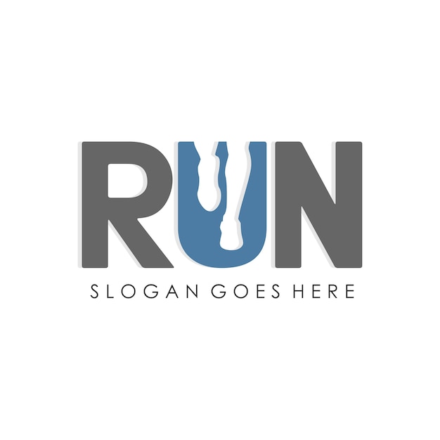 Running man, jogging en marathon logo sjabloonontwerp