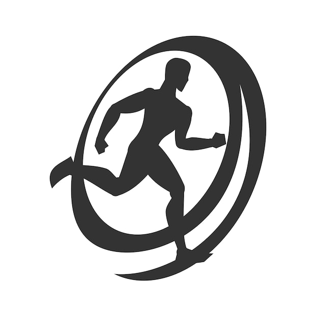 走っている男のロゴのテンプレート アイコン イラスト ブランド identityisolated とフラット イラスト ベクトル グラフィック