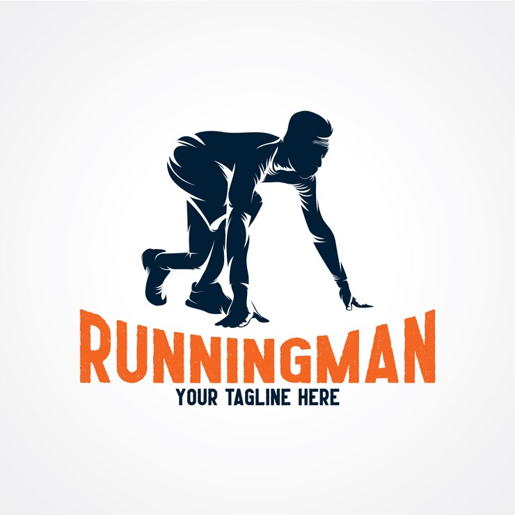 Vector running man logo vector, premium silhouette vector