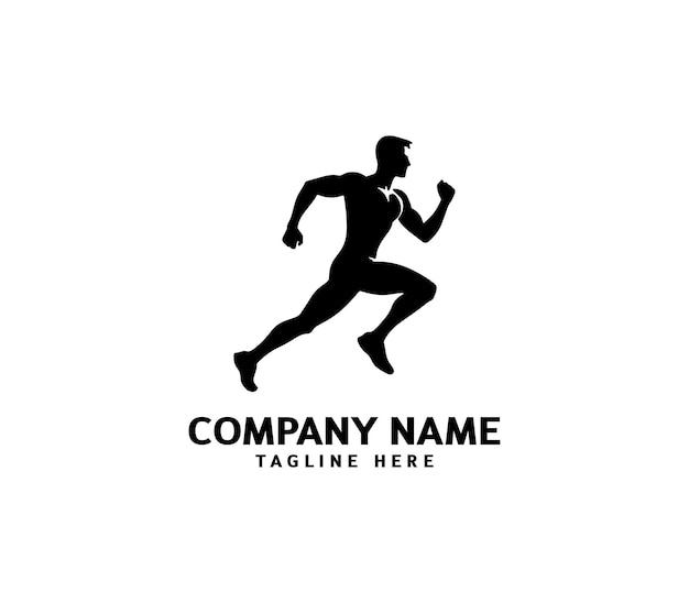 running man silhouette logo marathon logo black speed running concept running club sports vector