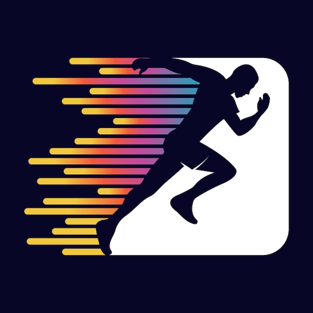 Вектор Силуэт бегущего человека логотип шаблон логотипа марафона беговой клуб или спортивный клуб с шаблоном слогана