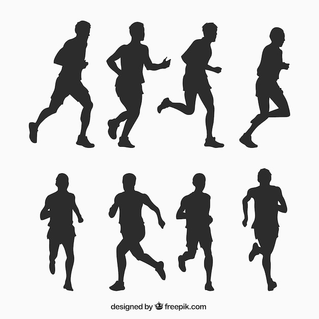 Vector running man silhouettes collection