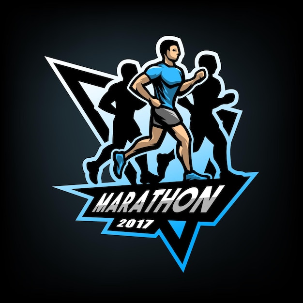 Vector running marathon embleem